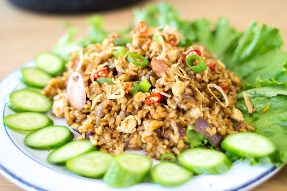 indonesian fried rice with cucumber